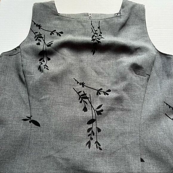 AB Studio Jumper Dress Size 10 gray with black stems and leaves beautiful - Picture 5 of 11